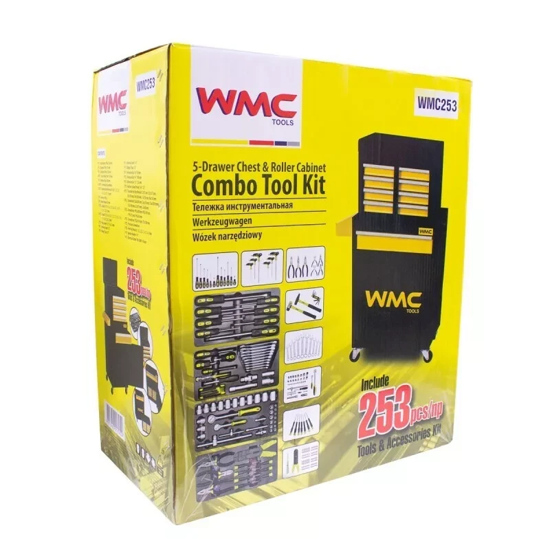 Тележка инструментальная WMC TOOLS с набором инструментов 253 предмета (WMC-WMC253) - фото 2 - id-p195646192