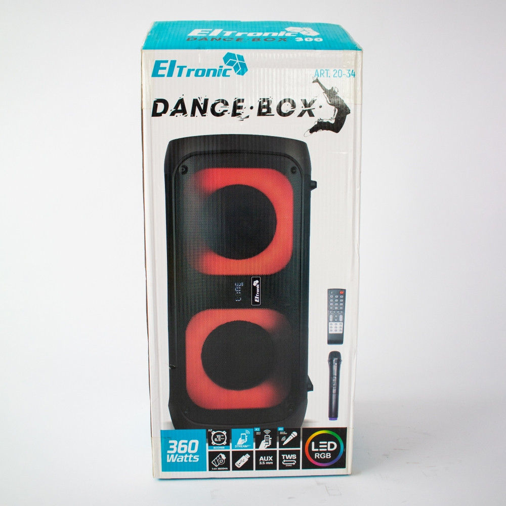 Напольная колонка ELTRONIC DANCE BOX 300 Watts арт. 20-34 с микрофоном и RGB светомузыкой - фото 3 - id-p195646340