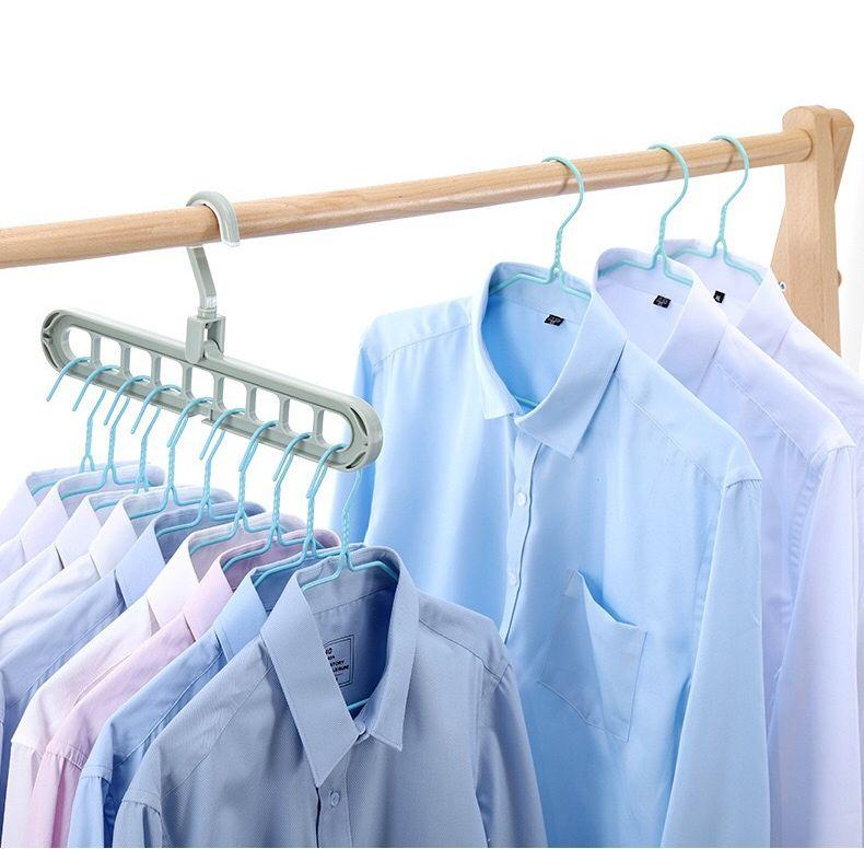 Вешалка для одежды для экономии места в шкафу - вешалка-органайзер на 9 отверстий - плечики, белый 557109 - фото 7 - id-p195646178