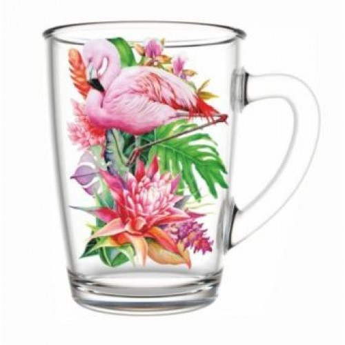 Кружка для чая 300мл.,фламинго в тропиках,арт. дек-334-д-1 - фото 1 - id-p195646697