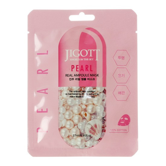 Тканевая маска для лица Jigott ЖЕМЧУГ PEARL Real Ampoule Mask 27 млJigott Real Ampoule Mask Pearl - это однора