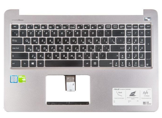 Верхняя часть корпуса (Palmrest) Asus VivoBook K501, с подсветкой, серебристый, RU