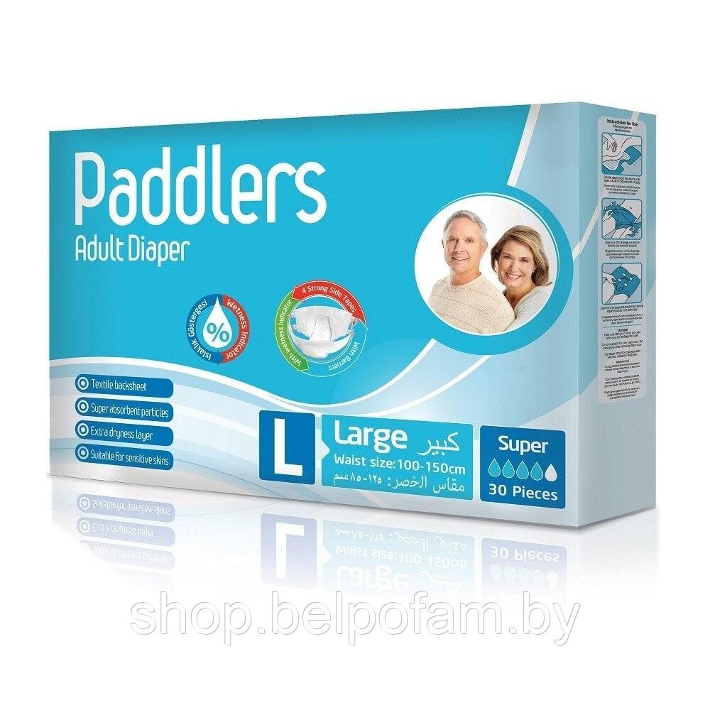 Подгузники для взрослых Paddlers Aduit diapers Jumbo, размер L (100-150 см), уп. 30 шт., Турция - фото 1 - id-p195652263