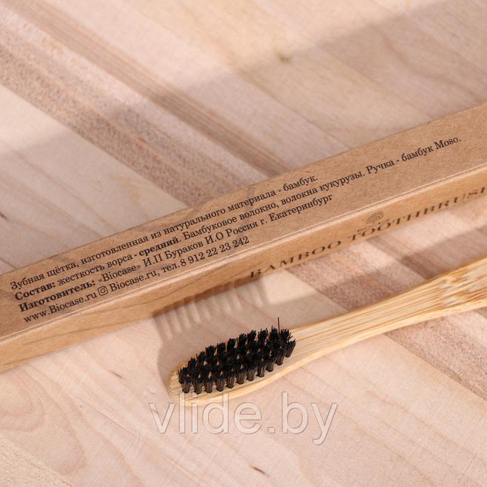 Бамбуковая зубная щётка Biocase, для взрослых, чёрная - фото 3 - id-p195653673