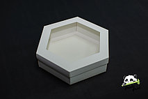 Коробка с прозрачным окном 200х200х60 шестигранная белая