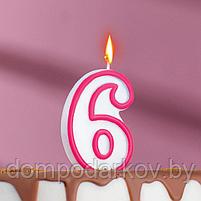 Свеча для торта цифра "6", ободок цветной, 7 см, МИКС, фото 3