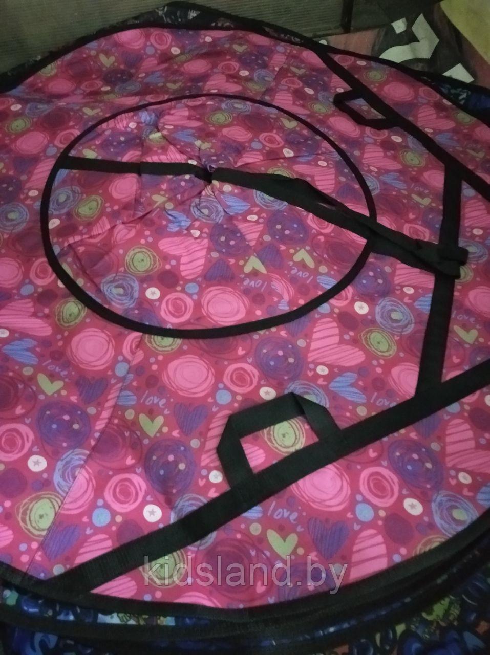 Тюбинг (ватрушка, надувные санки),диаметр 100 см "Розовый с сердцем"
