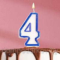 Свеча для торта цифра "4", ободок цветной, 7 см, МИКС, фото 2