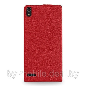Чехол книжка-флип valenta Huawei Ascend P6 красный (кожа)