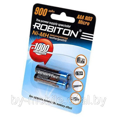 Аккумулятор Robiton 900 mAh ААА NiMh тип AAA R03 LR03 (2 шт. в одной упаковке) - фото 1 - id-p107850259