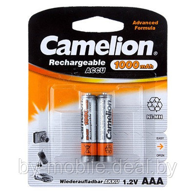 Аккумулятор Camelion 1000 mAh ААА NiMh тип AAA R03 LR03 (2 шт. в одной упаковке) - фото 1 - id-p107850262