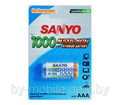 Аккумулятор Sanyo 1000 mAh ААА NiMh тип AAA R03 LR03 (2шт. в одной упаковке) - фото 1 - id-p108264059