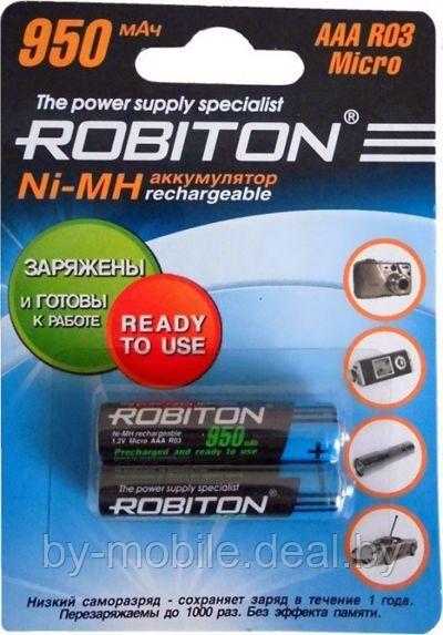 Аккумулятор Robiton 950 mAh ААА NiMh тип AAA R03 LR03 (2 шт. в одной упаковке)