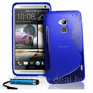 Силиконовый чехол накладка для HTC One Max (16Gb) синий - фото 1 - id-p12379314