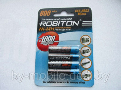 Аккумулятор Robiton 600 mAh ААА NiMh тип AAA R03 LR03 (4 шт. в одной упаковке) - фото 1 - id-p192460675