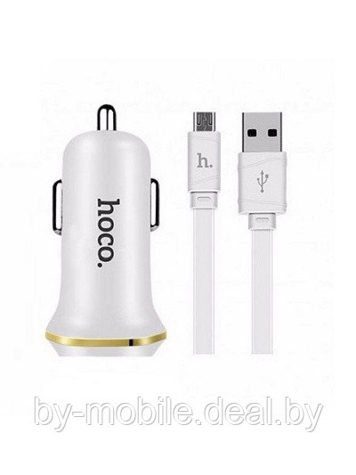 АЗУ (Автомобильное зарядное устройство) Hoco Z1 c кабелем USB-Lightning 1A, 2,1 A белый - фото 1 - id-p117231910