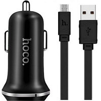 АЗУ (Автомобильное зарядное устройство) Hoco Z1 c кабелем USB-micro USB 1A, 2,1 A черный