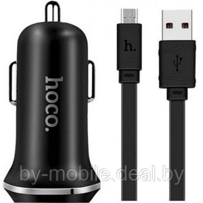 АЗУ (Автомобильное зарядное устройство) Hoco Z1 c кабелем USB-micro USB 1A, 2,1 A черный - фото 1 - id-p117231916