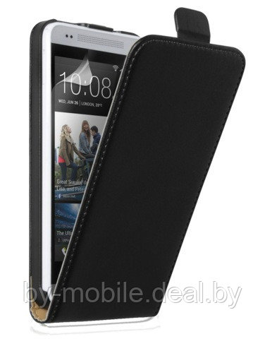 Чехол книжка valenta HTC One (M7) чёрный (кожа) - фото 1 - id-p77208518