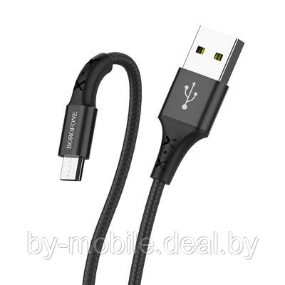 USB кабель Borofone BX20 Micro для зарядки и синхронизации (черный) 1 метра - фото 1 - id-p122496154