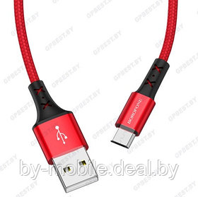 USB кабель Borofone BX20 Micro для зарядки и синхронизации (красно-черный) 1 метра