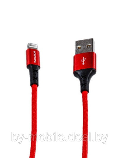 USB кабель Borofone BX20 ligtning для зарядки и синхронизации (красно-черный) 1 метра - фото 1 - id-p122649652