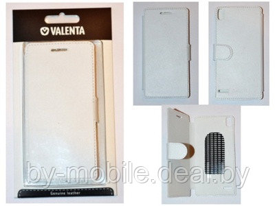 Чехол книжка valenta Huawei Ascend P6 белый (кожа) - фото 1 - id-p23993891