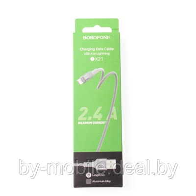USB кабель Borofone BX21 Lightning для зарядки и синхронизации (серый) 1 метра