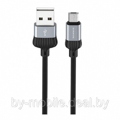 USB кабель Borofone BX28 micro для зарядки и синхронизации (металлически-серый) 1 метра