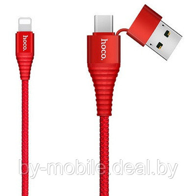 USB/Type-C кабель Hoco U26 Lightning для зарядки и синхронизации (красный) 1 метра - фото 1 - id-p129331548