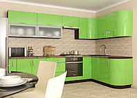 Кухня угловая зеленая LUXE Пластик HPL