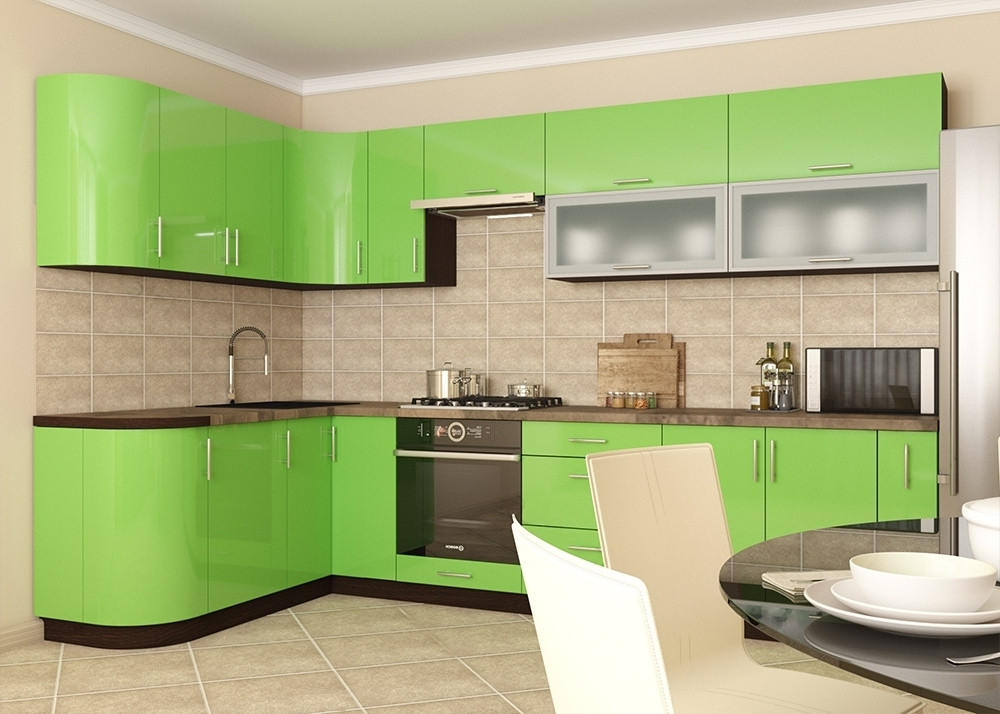 Кухня угловая зеленая LUXE Пластик HPL - фото 2 - id-p195751108
