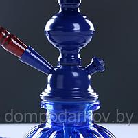 Кальян 24 см, 1 трубка, колба синяя, шахта синий эллипс, фото 2