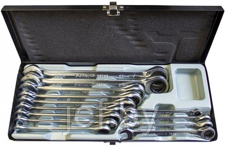 Набор ключей комбинированных трещоточных 13 предметов в металлическом кейсе PATRON P-51310, фото 2
