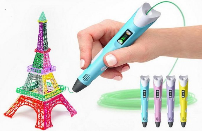 3D ручка 3Dpen-2 для создания объемных изображений с LCD-дисплеем 1 рулон ABS-пластика в комплекте, набор для - фото 9 - id-p195497549