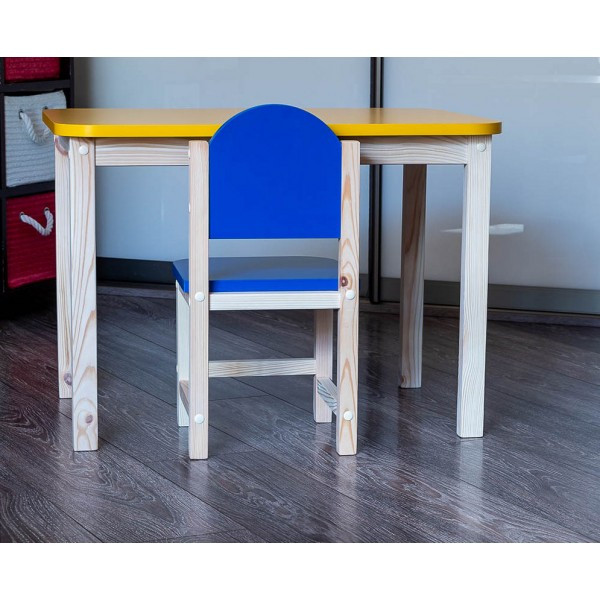 Комплект детский столик и стульчик "Анютины глазки" арт. KMAG-7050-27. Столешница 700х500 мм. Цвет жёлто-синий - фото 3 - id-p195806518