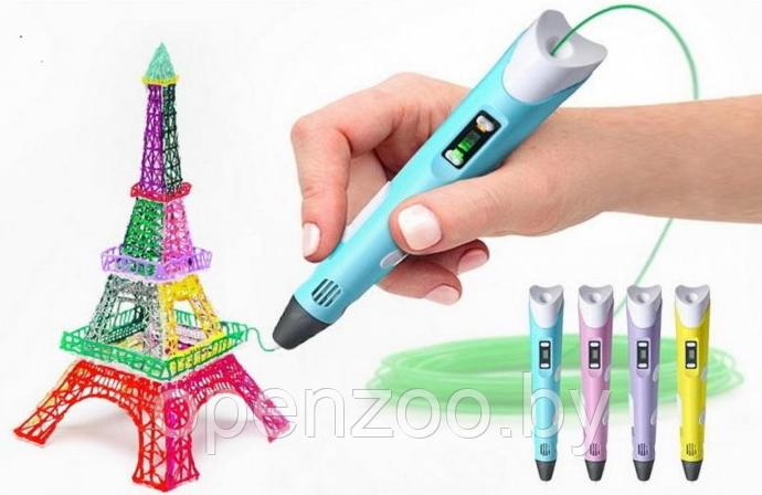 3D ручка 3Dpen-2 для создания объемных изображений с LCD-дисплеем 1 рулон ABS-пластика в комплекте, набор для - фото 9 - id-p101935991