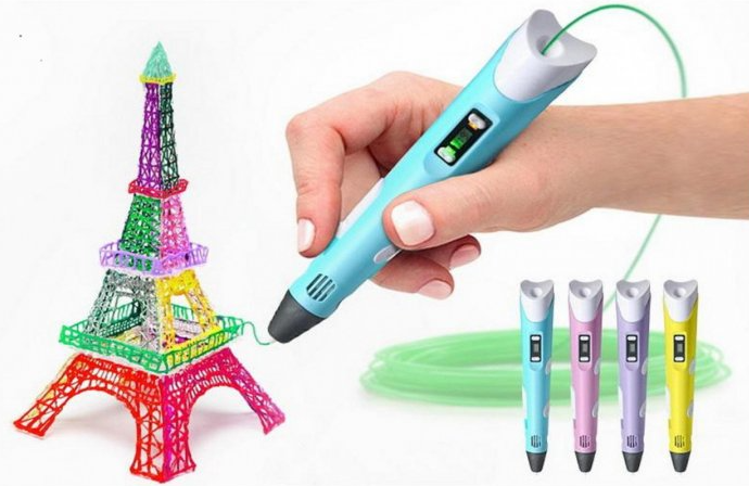 3D ручка 3Dpen-2 для создания объемных изображений с LCD-дисплеем 1 рулон ABS-пластика в комплекте, набор для - фото 9 - id-p101933511