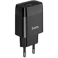 Блок питания (сетевой адаптер) HOCO C72Q Glorious QC3.0 один USB порт, черный