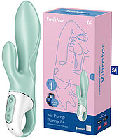 Расширяющийся смарт-вибратор с клиторальным стимулятором Satisfyer Air Pump Bunny 5+ зеленый