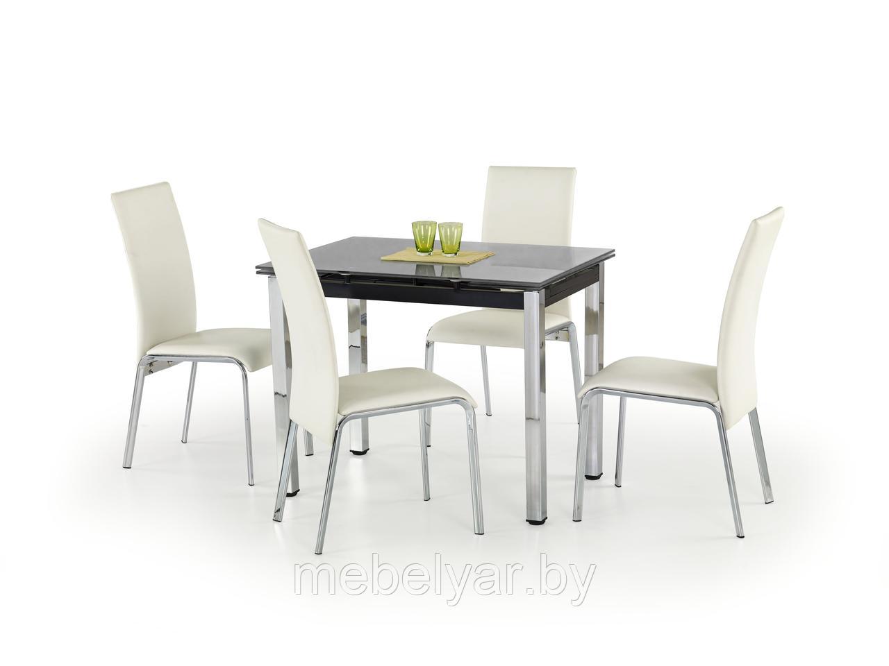 Стол обеденный HALMAR LOGAN раскладной, черный/хром, 96-142/70/75, фото 1
