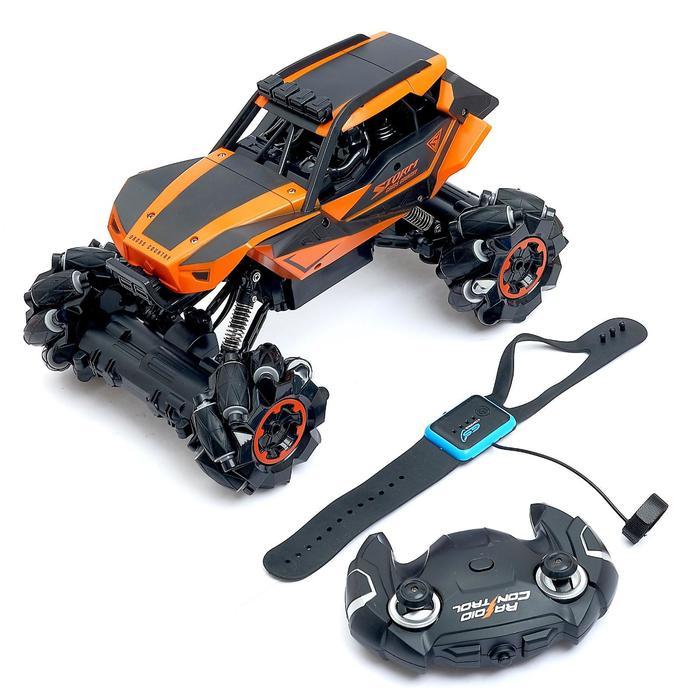 Машина радиоуправляемая «Джип-акробат», 4WD, с управлением жестами, работает от аккумулятора, цвет оранжевый - фото 1 - id-p195963610
