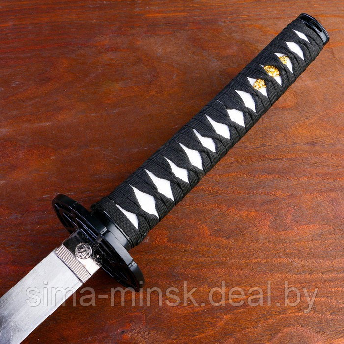 Сувенирное оружие «Катана на подставке», чёрные ножны с иероглифами, 104см - фото 4 - id-p195964497