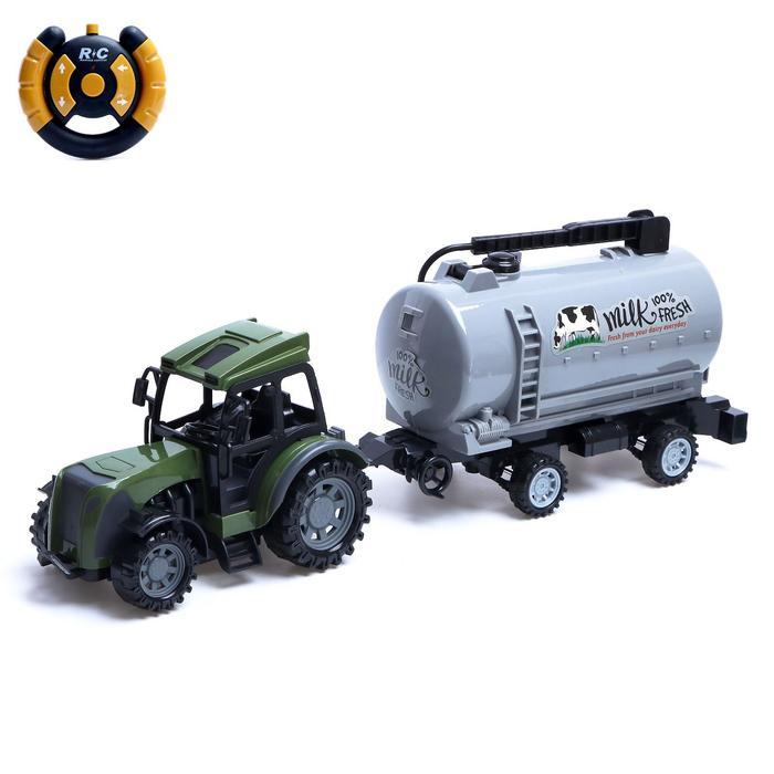 Трактор радиоуправляемый «Фермер» с цистерной, работает от батареек, цвет зелёный - фото 1 - id-p195976201