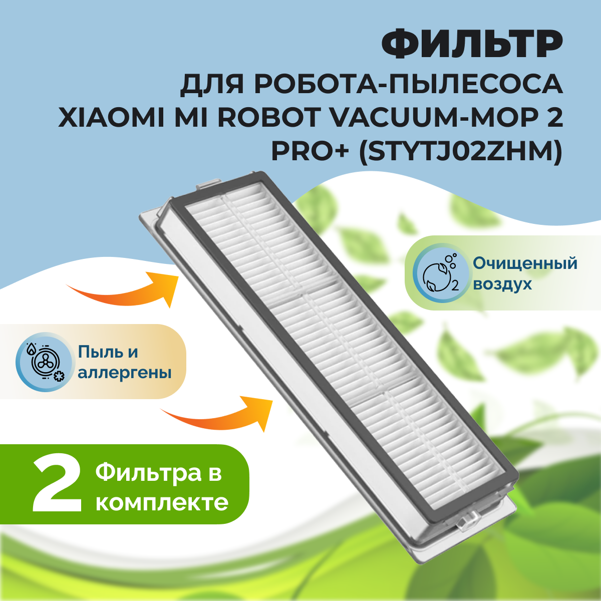 Фильтры для робота-пылесоса Dreame Xiaomi Mi Robot Vacuum-Mop 2 Pro+ (STYTJ02ZHM), 2 штуки 558109, фото 1