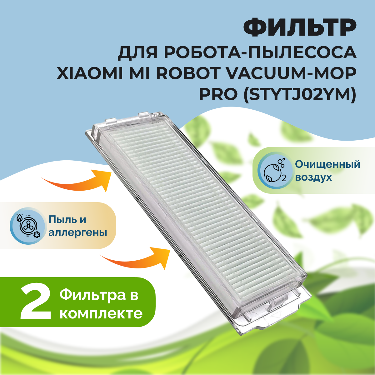 Фильтры для робота-пылесоса Xiaomi Mi Robot Vacuum-Mop Pro (STYTJ02YM), 2 штуки 558129, фото 1