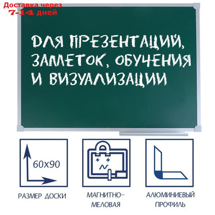 Доска магнитно-меловая, 60 х 90 см, зелёная, в алюминиевом профиле серии LINE - фото 1 - id-p195655684
