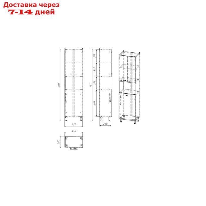 Пенал на ножках с корзиной Вега 4503, белый 45 х 30 х 181 см - фото 3 - id-p195710603