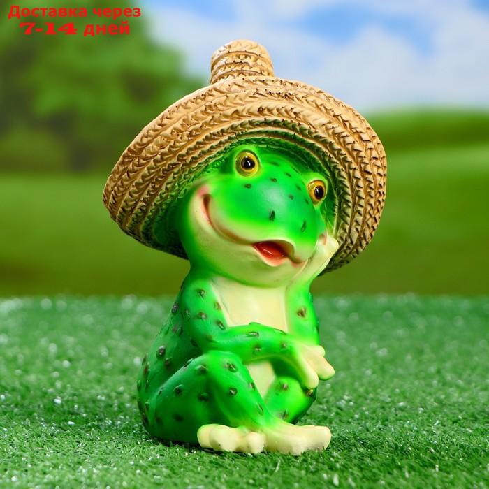 Садовая фигура "Лягушка в соломенной шляпе" 11х12х16,5см - фото 1 - id-p195684287