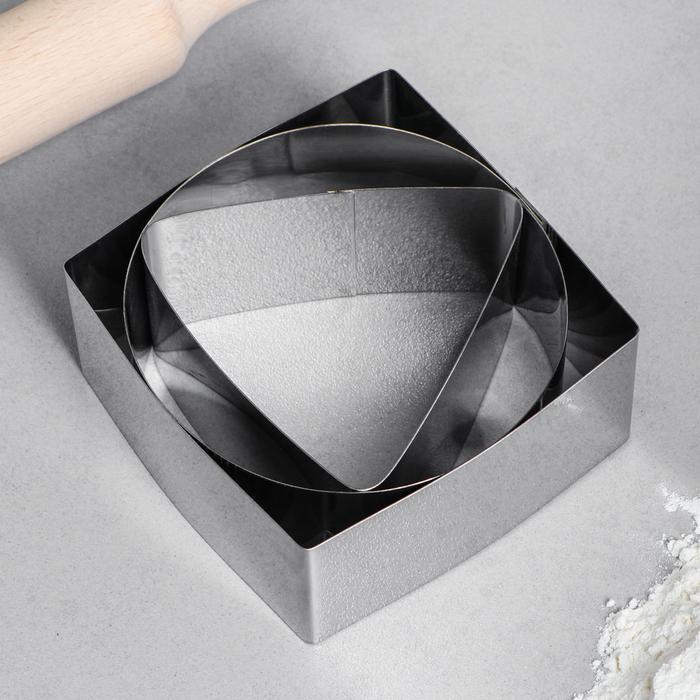 Набор форм для выпечки и выкладки "Квадрат, круг, треугольник", 10х10х5 см, 3 шт - фото 3 - id-p195805606